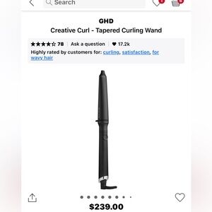 ghd Creative Curl Tapered Curling Wand - Black